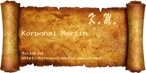 Korponai Martin névjegykártya